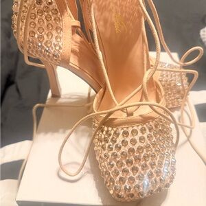 Mata Shoes Sparkling Crystal Nude Heels
